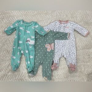 Carter's Green and Gray Fleece Footies Set